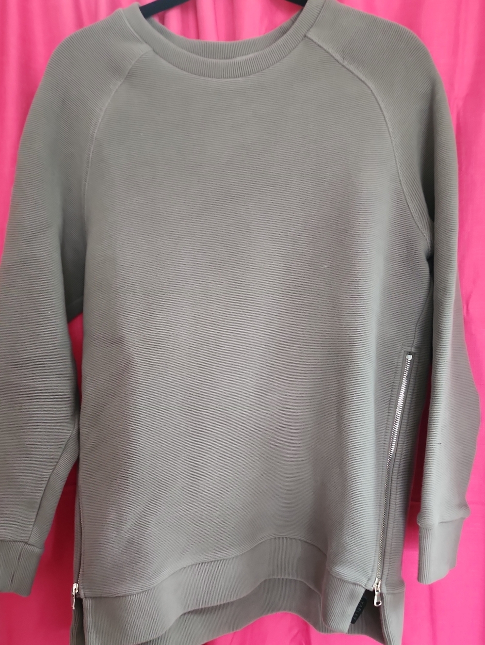 Varley Gray Crewneck Sweatshirt with Side Zippers